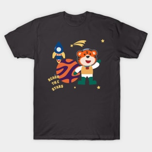 Space tiger or astronaut in a space suit with cartoon style T-Shirt